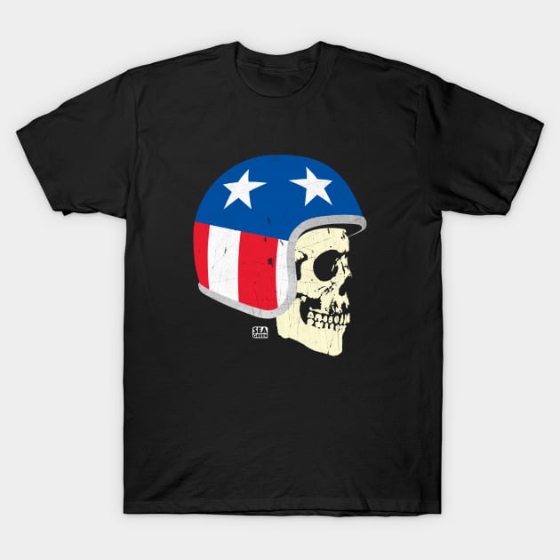 Cafe Racer Skull Biker T-Shirt by SeaGreen